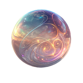 Glowing crystal sphere with swirling lights