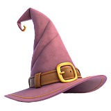 Pink witch hat with gold buckle