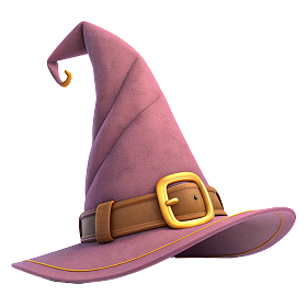 Pink witch hat with gold buckle